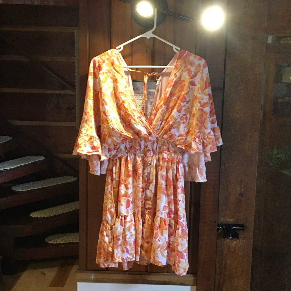 Floral Orange Mini Dress